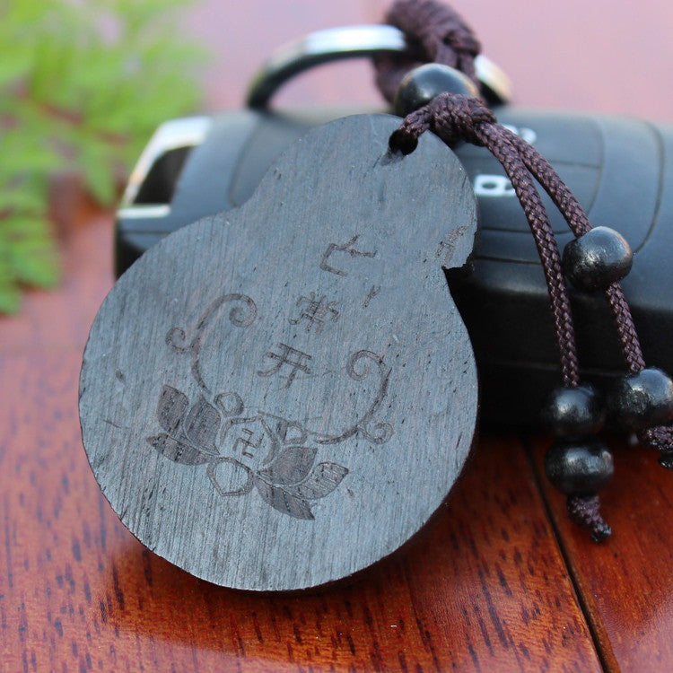Natural Ebony Wood Keychain | Unisex Wooden Charm Pendant | JP Collections