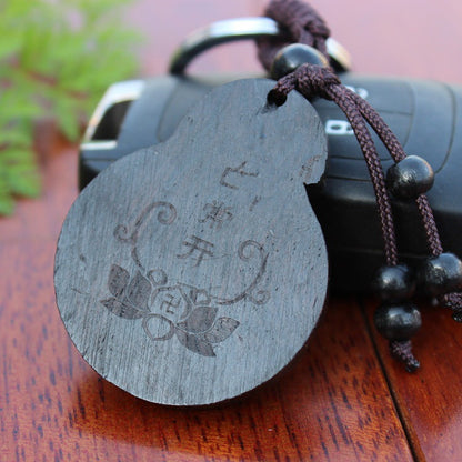 Natural Ebony Wood Keychain | Unisex Wooden Charm Pendant | JP Collections