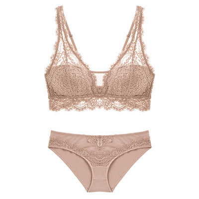 Women's Wireless Gathered Lace Bra Set | Soft Everyday Lingerie