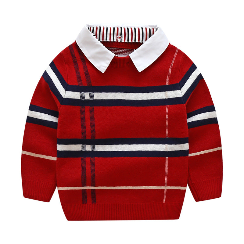 Boys' Plaid Jacquard Knit Sweater | Smart Kids Knitwear
