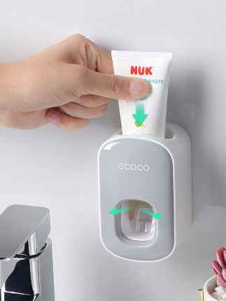 Wall-Mounted Automatic Toothpaste Dispenser & Toothbrush Holder Set