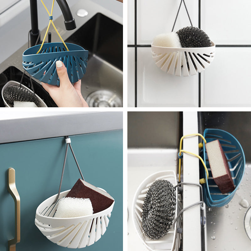 Shell-Shaped Kitchen Sink Drain Bag with Lanyard | Blue & White