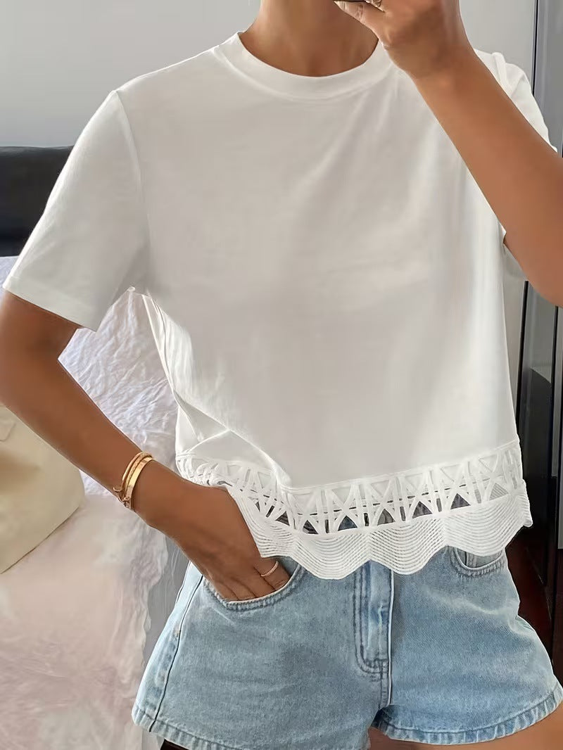 Women's Hollow-Out Cutout Short-Sleeve Top
