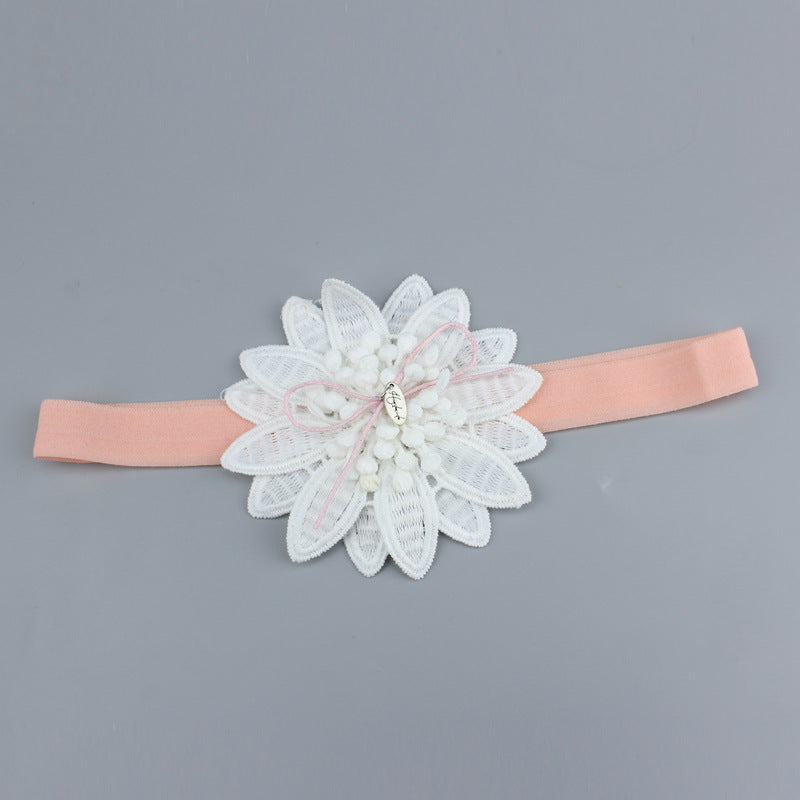 Floral Fabric Hair Band for Children | Pink & White