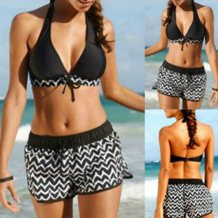 Women's Zigzag Print Two-Piece Bikini Set | Top & Shorts S–XL