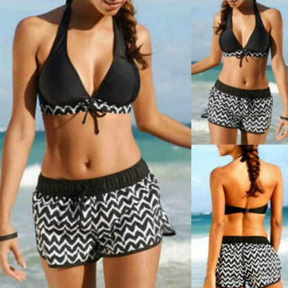 Women's Zigzag Print Two-Piece Bikini Set | Top & Shorts S–XL