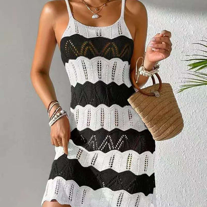Women's Colour-Block Knitted Midi Dress