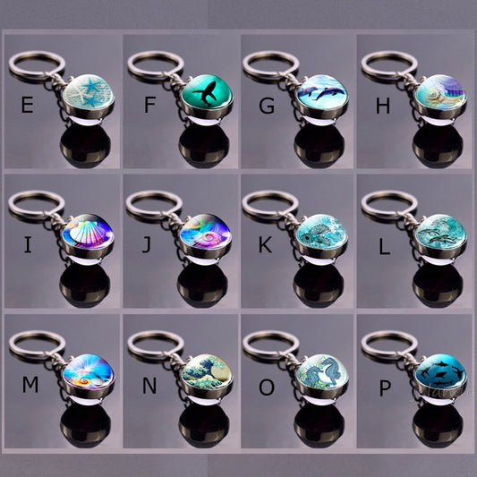Double-Sided Glass Ball Keyring | Nature & Animal Designs