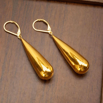 Long Teardrop Drop Earrings | Electroplated Stainless Steel Earrings for Women