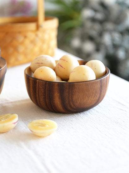 Handmade Wooden Bowl — Japanese Style Overglaze Wood Bowl for Salad, Fruit & Serving