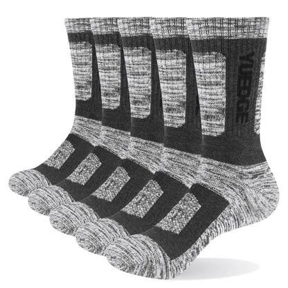 Men's Combed Cotton Sports Socks 5-Pair Pack – Breathable Thick Outdoor Socks