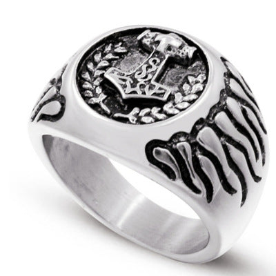 Unisex Alloy Flame & Wheat Ring – Silver Electroplated Boho Statement Band