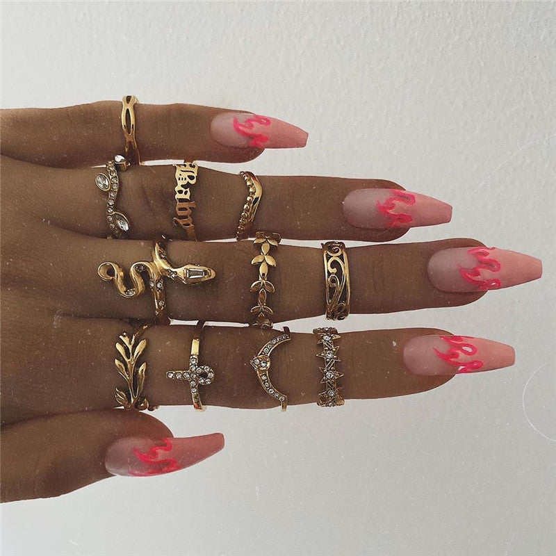 Women's Alloy Ring Set with Gemstone Inlay | 26 Designs | Stackable Rings