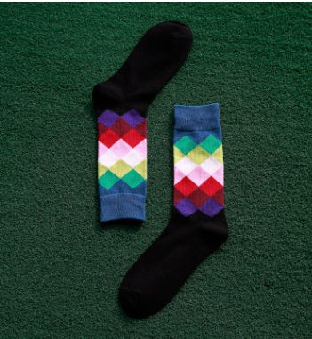 Men’s Cotton Diamond Pattern Long Socks EU 41-46 – 10 Styles