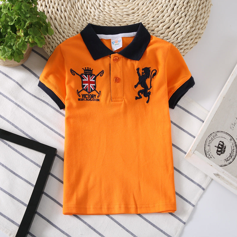 Boys' Short Sleeve Cotton Polo Shirt | Lapel Collar Kids Top 90–165cm