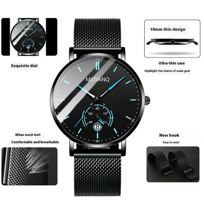 Men’s Casual Alloy Watch – 10mm, 4 Dial Colours, 3 Strap Styles