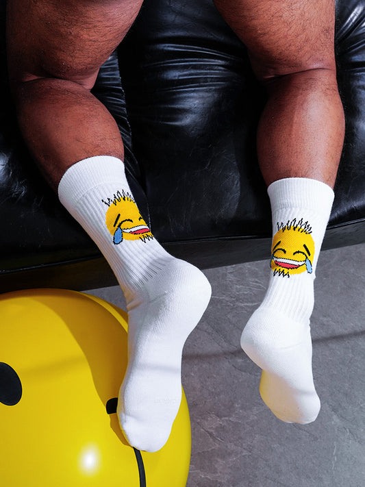 Men's Novelty Emoji Face Socks – Funny Expression Mid-Tube Socks