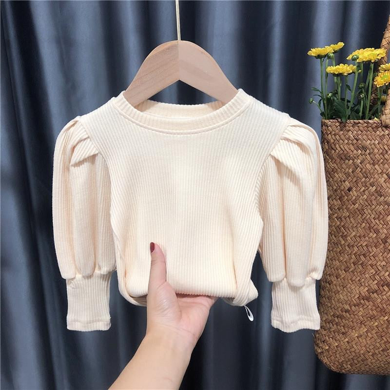 Girls Puff Sleeve Cotton Long Sleeve Top – Princess Style