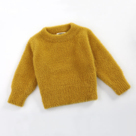 Girls Fluffy Pullover Sweatshirt – Soft Plush Top