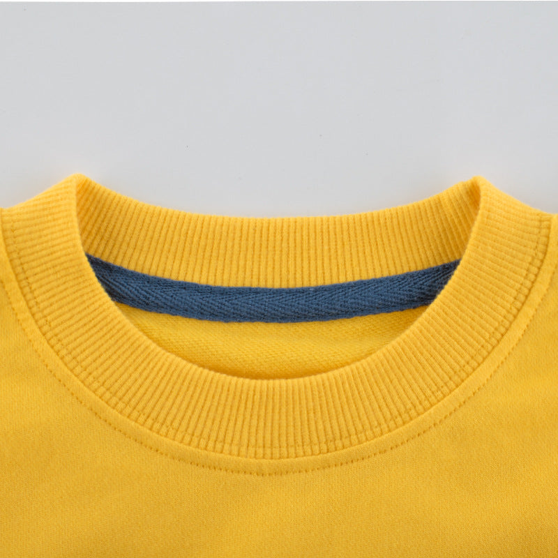 Children's Cartoon Print Cotton Pullover Sweatshirt | Yellow Kids Top