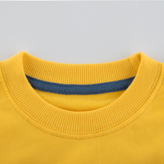 Children's Cartoon Print Cotton Pullover Sweatshirt | Yellow Kids Top