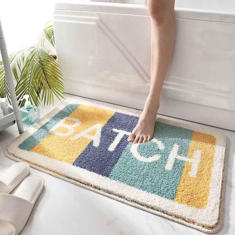 Absorbent Bathroom Floor Mat – Non-Slip Geometric Bath Rug