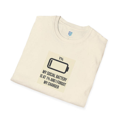 "My Social Battery Is At 1%" Low Battery Graphic Tee