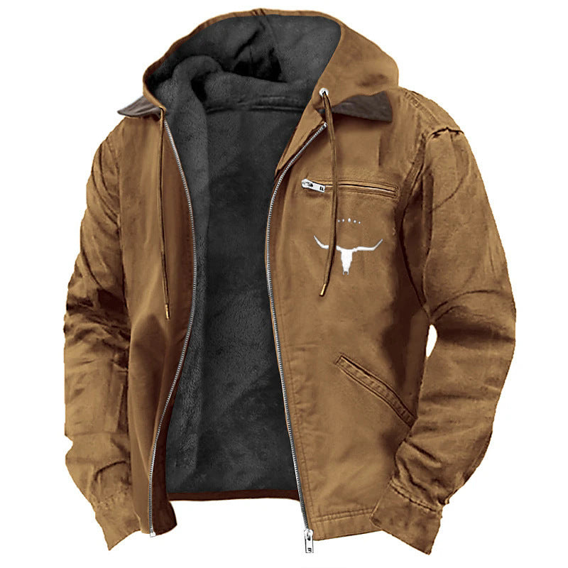 Men's Graphic Print Long Hooded Coat – Relaxed Fit | S–3XL