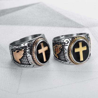 Men's Titanium Steel Geometric Epoxy Ring – European Style Band