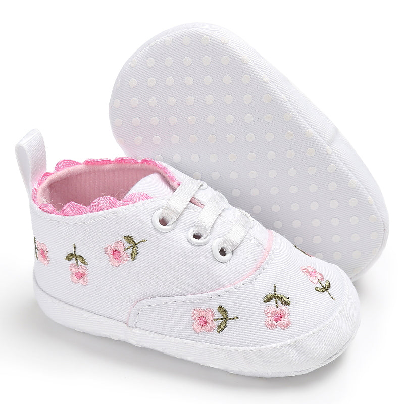 Girls' Floral Folk-Style Baby Toddler Shoes - Canvas Elastic Band Flat Sole