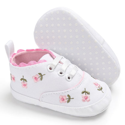 Girls' Floral Folk-Style Baby Toddler Shoes - Canvas Elastic Band Flat Sole