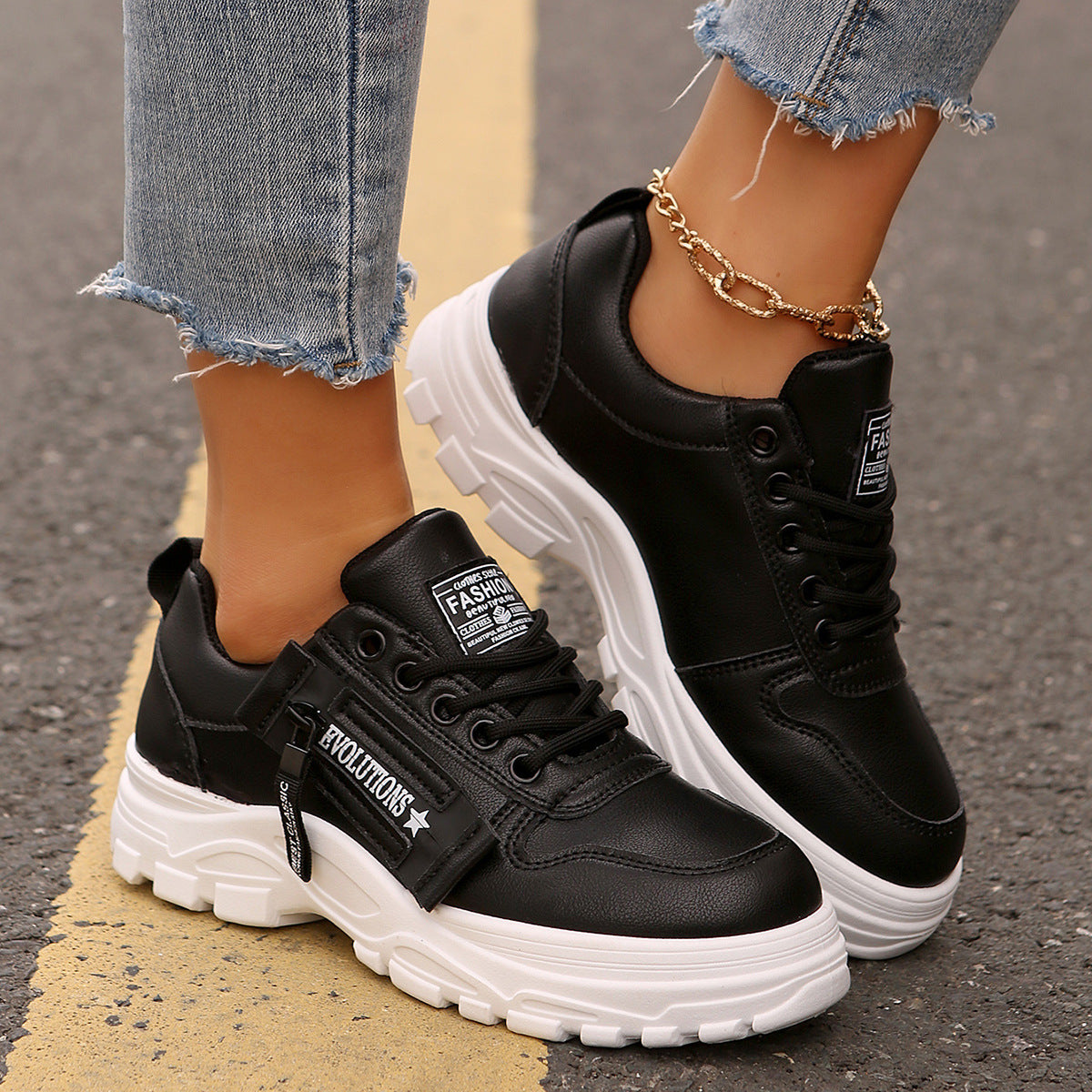 Women's Flat Casual Round Toe Shoes | PU Leather Slip-On