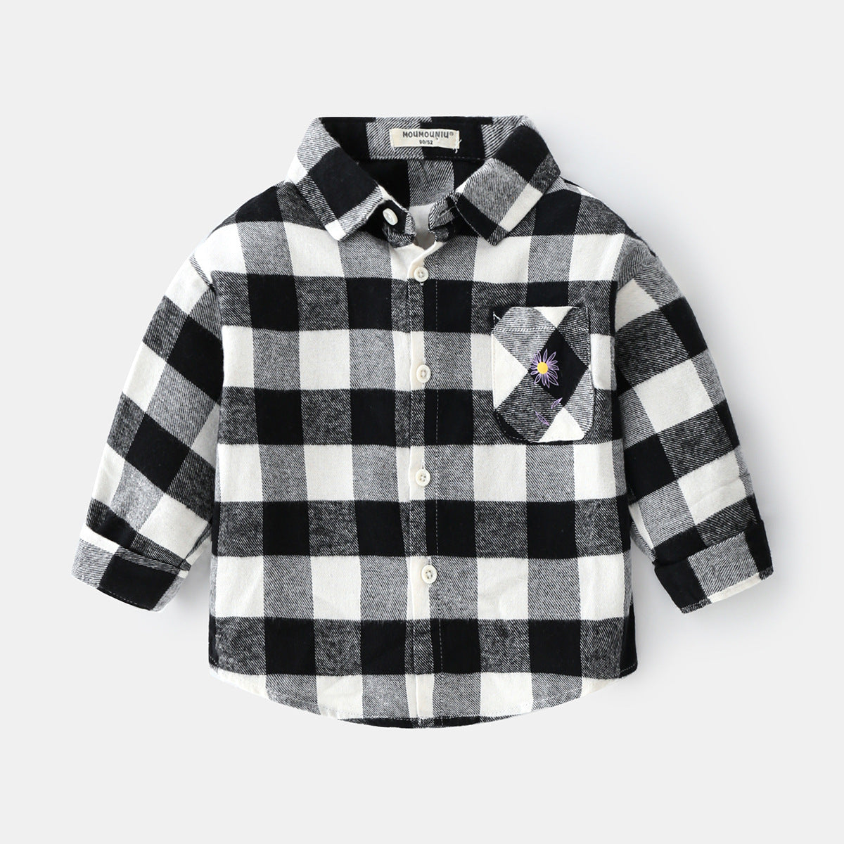 Boys' Long Sleeve Plaid Lapel Shirt | 100% Cotton, Smart Casual