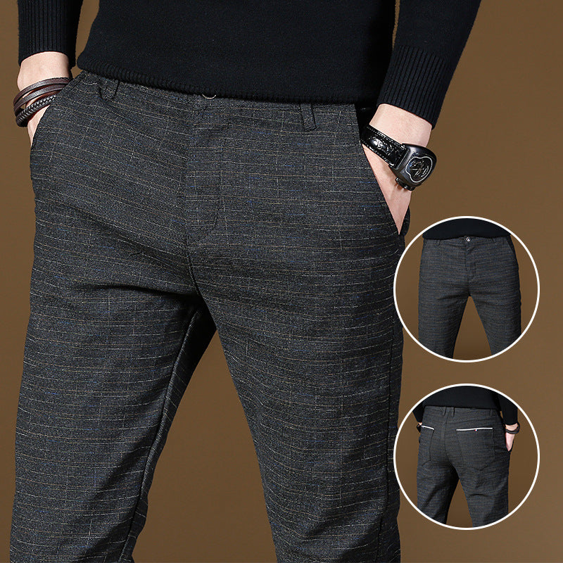 Men's Casual Trousers – Straight Leg Pants in Grey, Blue & Black