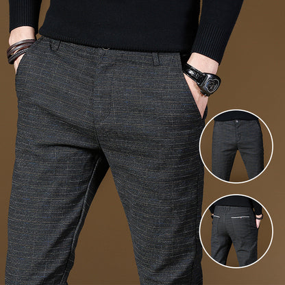 Men's Casual Trousers – Straight Leg Pants in Grey, Blue & Black