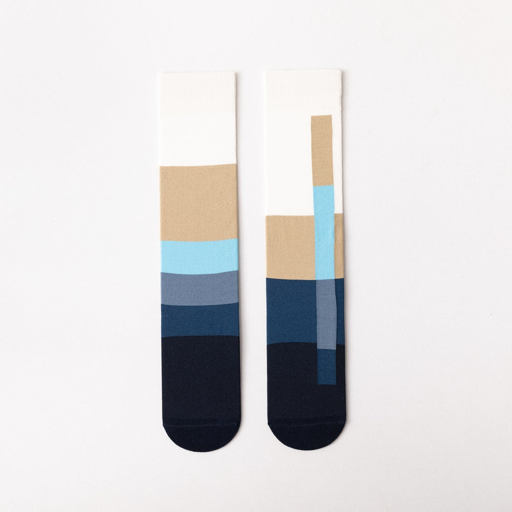 Japanese AB Asymmetric Long-Tube Socks – Cartoon Jacquard 10 Colours