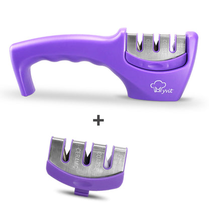 Knife Sharpener — Pull-Through Whetstone Sharpener with Tungsten Steel & Diamond Rods