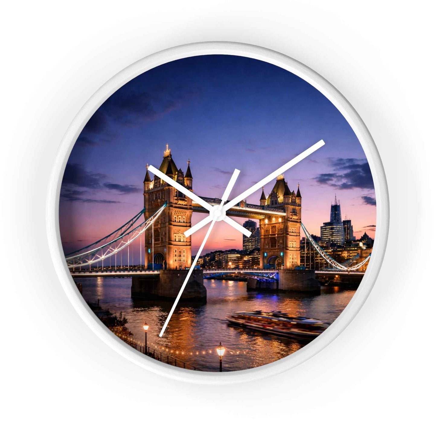 London Tower Bridge Wall Clock – Nighttime Cityscape Decorative Timepiece