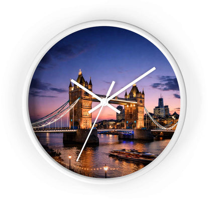 London Tower Bridge Wall Clock – Nighttime Cityscape Decorative Timepiece