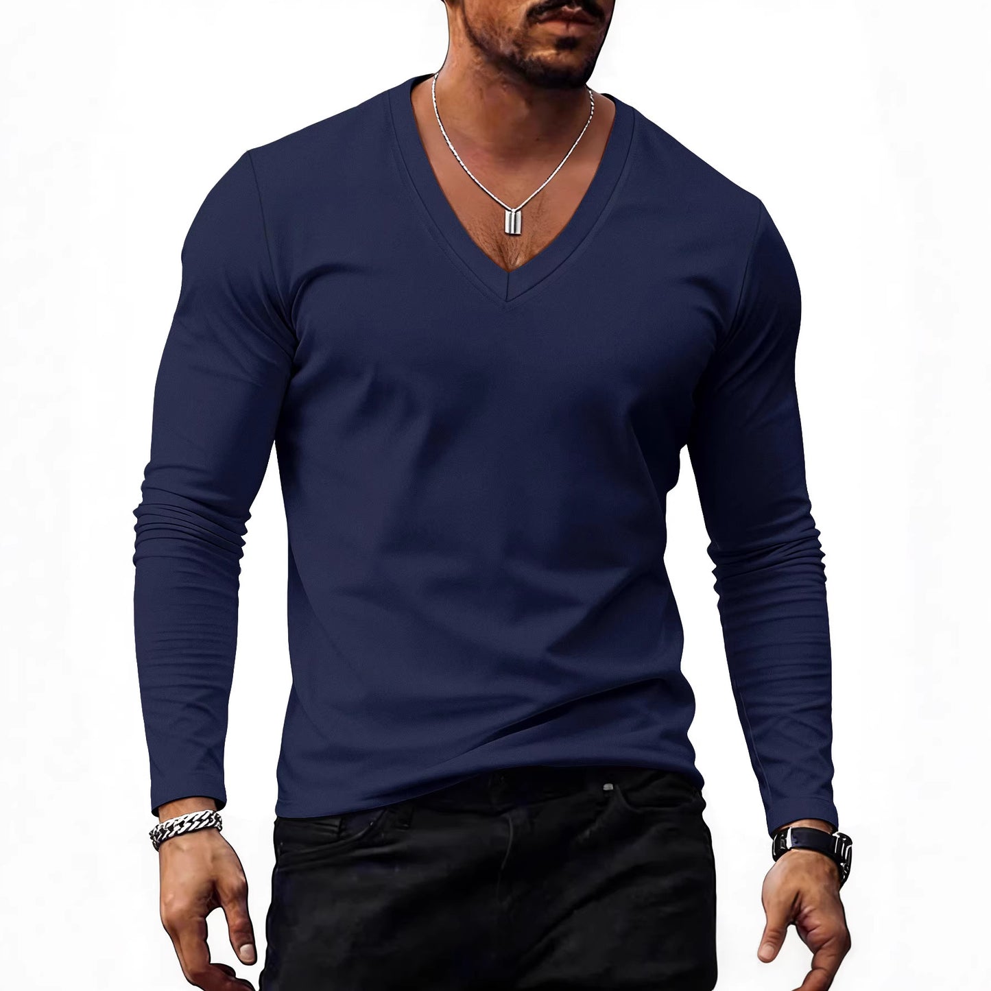 Men's Solid Colour V-Neck T-Shirt - Short Sleeve Casual Tee 7 Colours