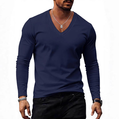 Men's Solid Colour V-Neck T-Shirt - Short Sleeve Casual Tee 7 Colours