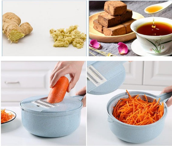 8-in-1 Mandoline Slicer Set — Multi-Blade Vegetable Slicer, Grater & Cutter with Container