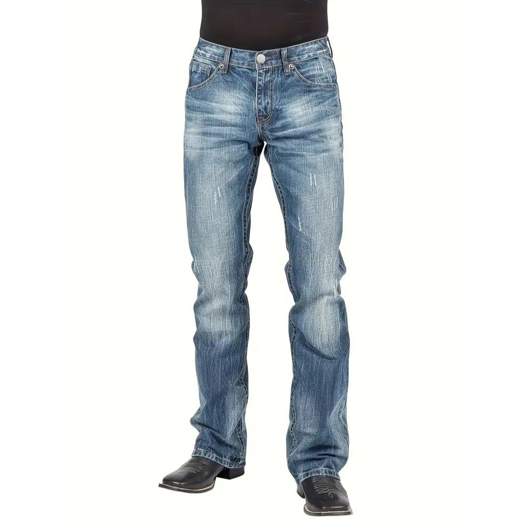 Men's Street-Style Straight-Leg Denim Jeans – Classic Blue, S–2XL