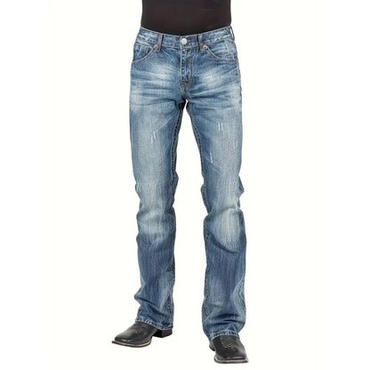 Men's Street-Style Straight-Leg Denim Jeans – Classic Blue, S–2XL