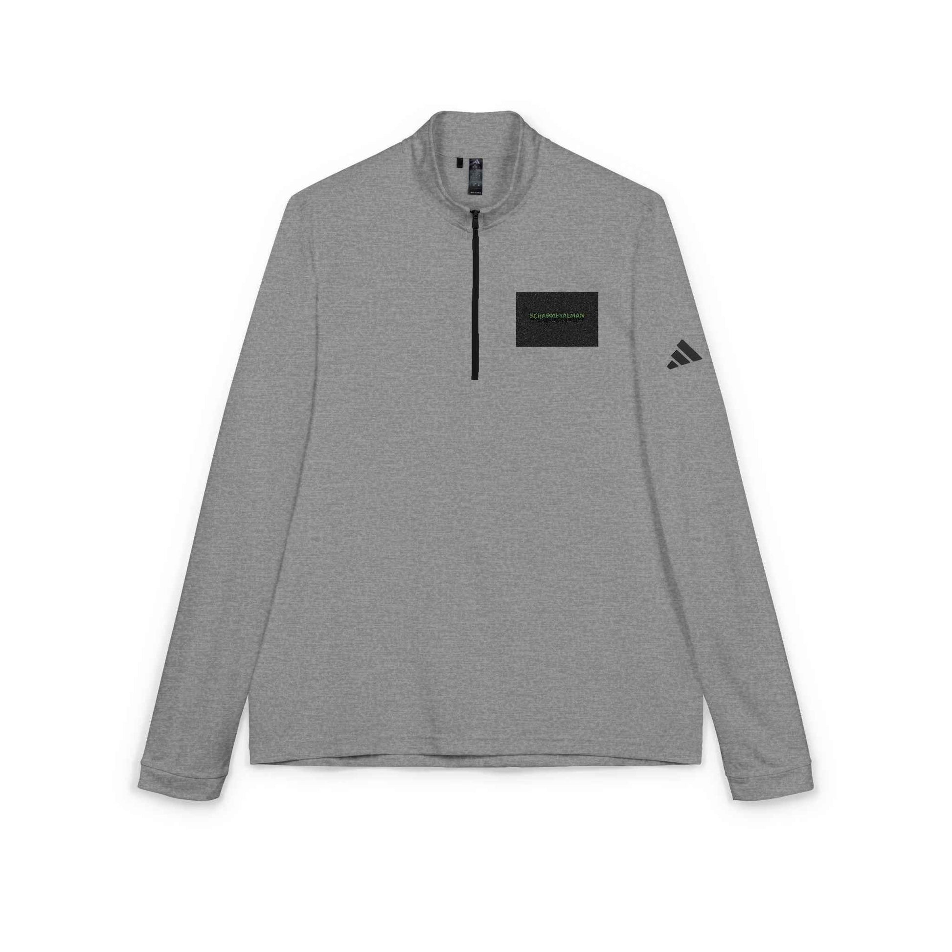 Adidas Embroidered Quarter-Zip Pullover – White Athletic Layering Top