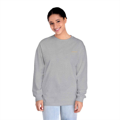 'Good Vibes Only' Long Sleeve Tee – Minimalist White & Gold Unisex Top