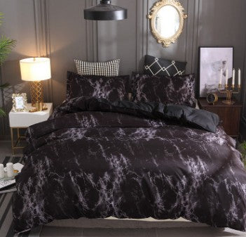 Marble & Solid Print Polyester Duvet Cover Set – Reactive Dye Twill