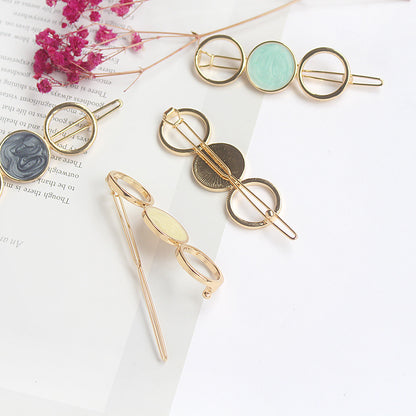 Geometric Opal Crystal Hairpin – Korean Style Silver-Plated | 4 Colours