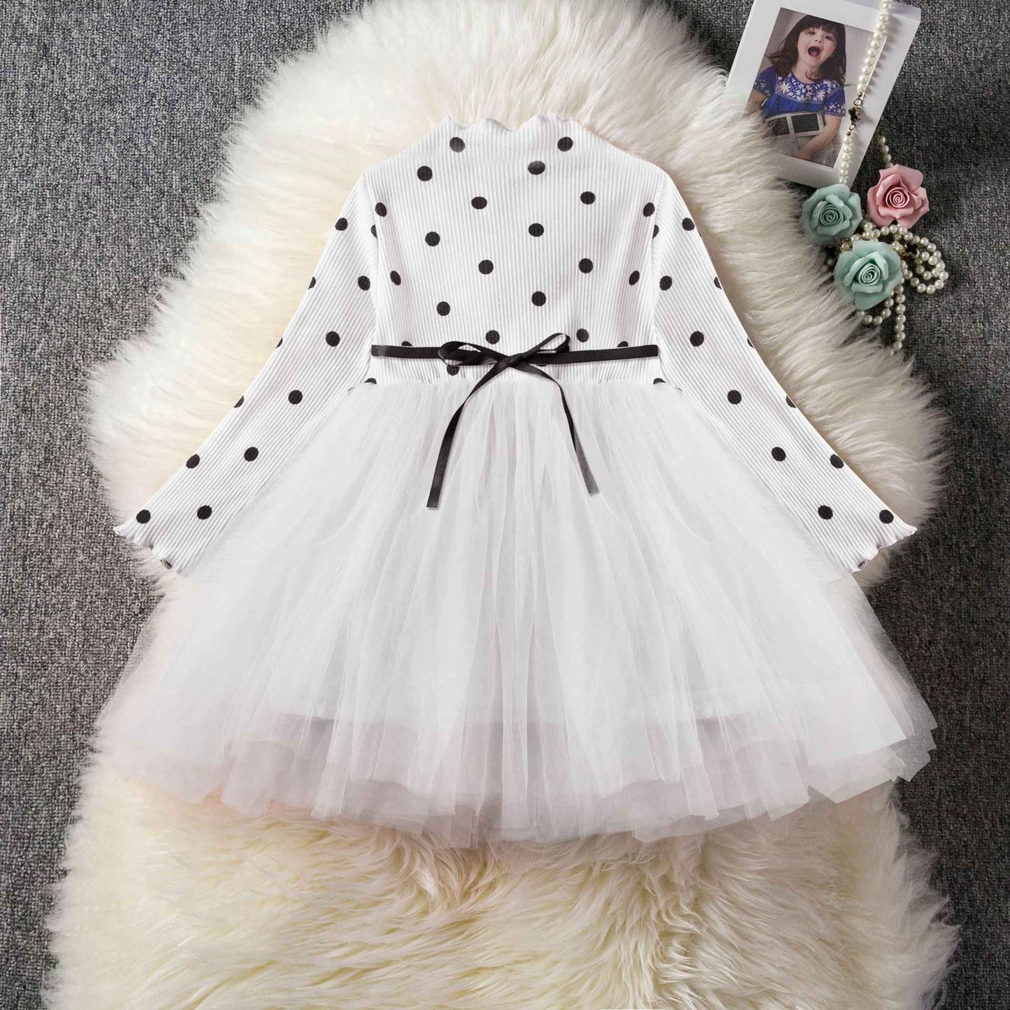 Girls Long Sleeve Tutu Lace Dress – Birthday, Christening & Party Gown