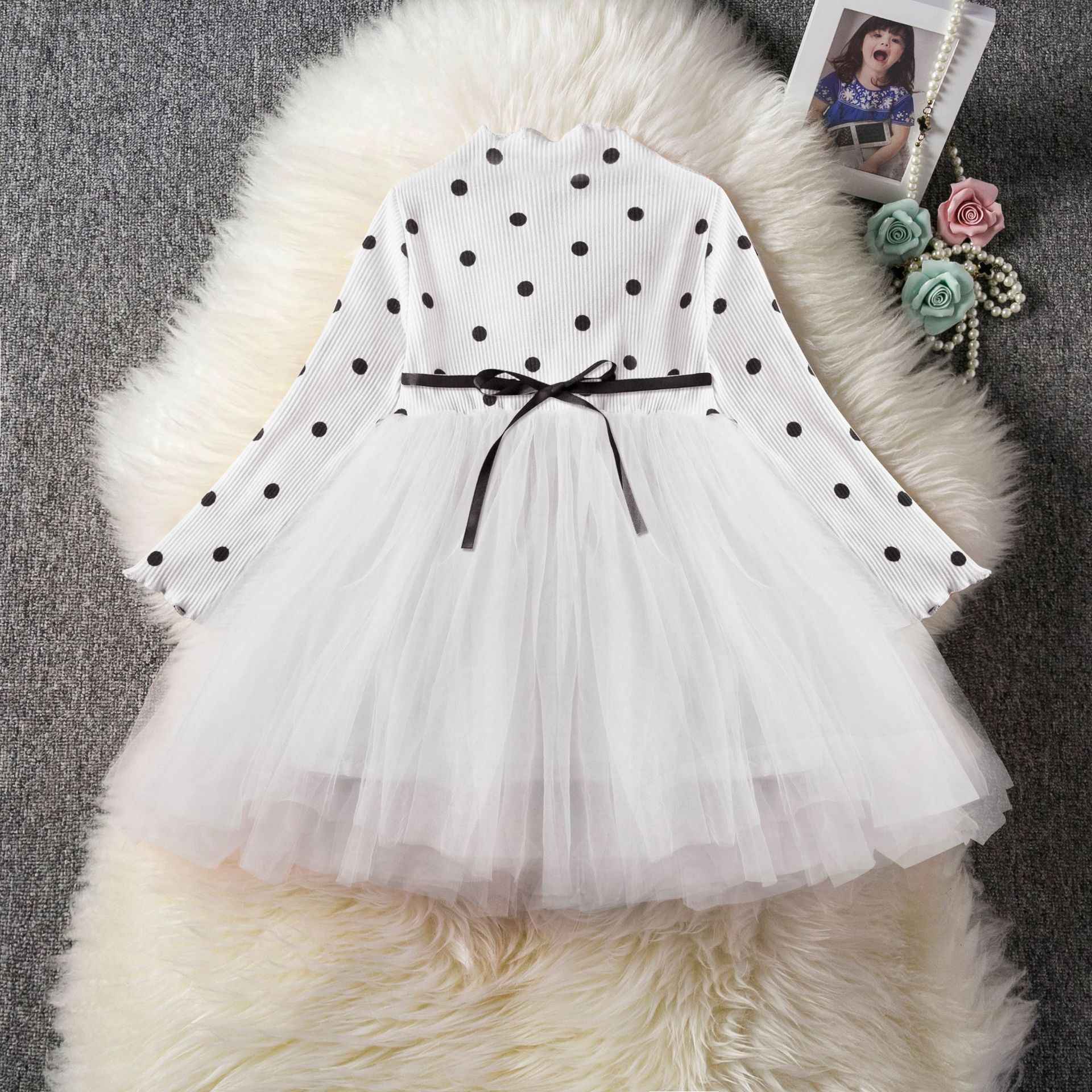 Girls Long Sleeve Tutu Lace Dress – Birthday, Christening & Party Gown